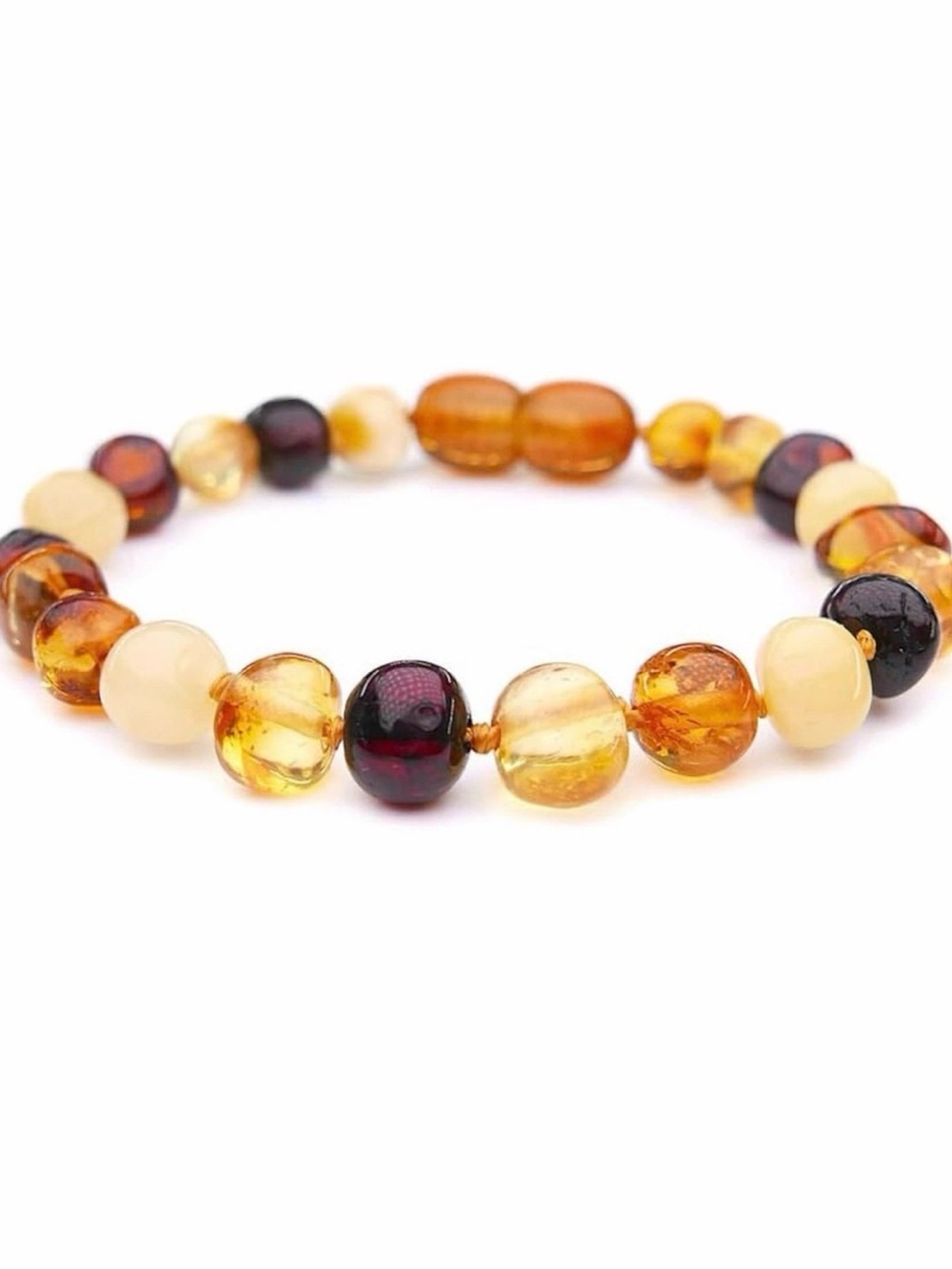Genuine Baltic Amber Bracelet Kids 5.5” Unisex Multi Color Beaded Lithuania New